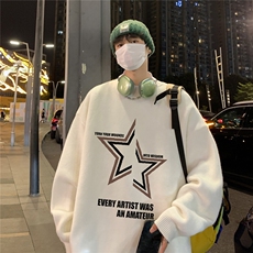 特批港风夜景宽松时尚字母印花圆领毛衣M1063P45控68，男装针织衫/毛衣，电商A247