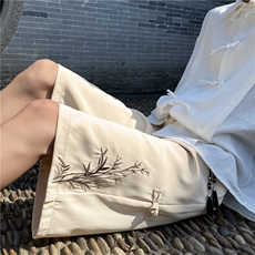 2024夏季新中式潮竹叶刺绣宽松休闲短裤B315-K24068-特p30控58，男装休闲裤，电商B315