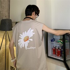2022夏季男装背心加肥加大码宽松短袖T恤无袖衫C417-T205-，男装T恤，天晨