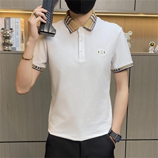 PL046-特P40欧货轻奢夏季短袖翻领POLO衫时尚格子撞色半袖青年T恤，男装Polo衫，电商D310B