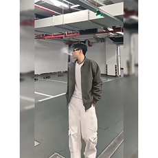 26春装新款美拉德立领飞行夹克boxy廓形休闲百搭外套上衣开衫外套，男装夹克，电商A443