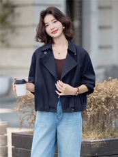 2025年秋季短款风衣外套翻领风衣，女装短外套，慕依路