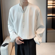 高冷禁欲系白衬衫男小众V领长袖气质上衣西服内搭打底衬衣C903，男装西服，星座1116A-2（原606A-1）