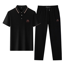 HP5088夏季新款男士休闲套装刺绣男装百搭二件套翻领，男装休闲套装，电商B360
