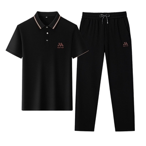 HP5088夏季新款男士休闲套装刺绣男装百搭二件套翻领图片