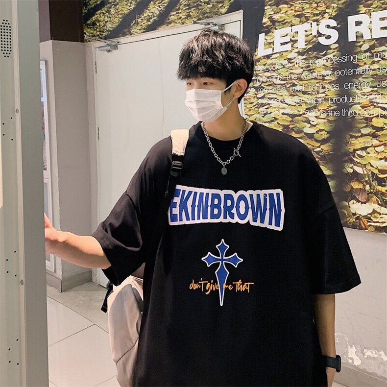 1港风休闲运动情侣大码M-5XL嘻哈潮圆领短袖T恤男DT7705P25控38，男装T恤，星座226-2