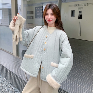 有货~浅蓝色羊羔毛派克服加厚棉服2C118-M868-P215-控318图片