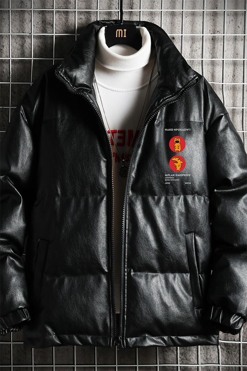 PM51093-P120立领pu皮棉衣男大码面包服男棉服男棉袄男,男装棉衣,电商A040A