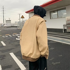 潮工装夹克男日系刺绣设计感宽松高街拼色翻领休闲外套HH139P65，男装夹克，星座1013-5