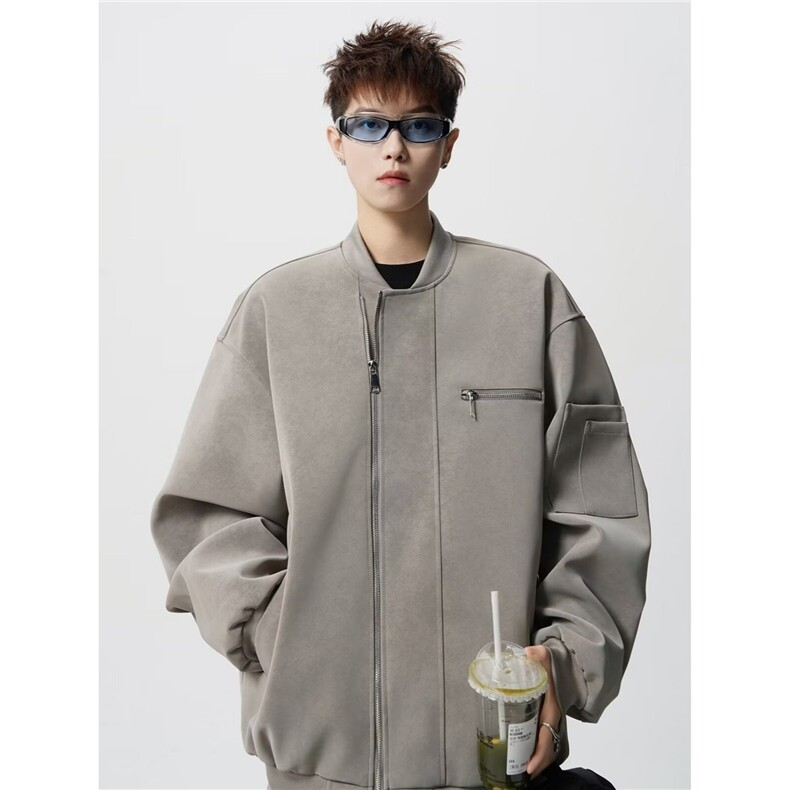 2026美式复古机车皮衣高级感外套痞帅街头飞行夹克Y1037-P89网图，男装夹克，电商B245