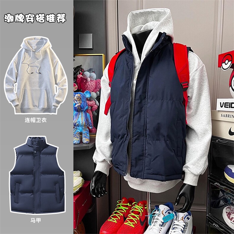 网图秋冬叠穿男立领外套短款棉马甲B908-特P26/卫衣W4690-特P32,女装短外套,电商A007