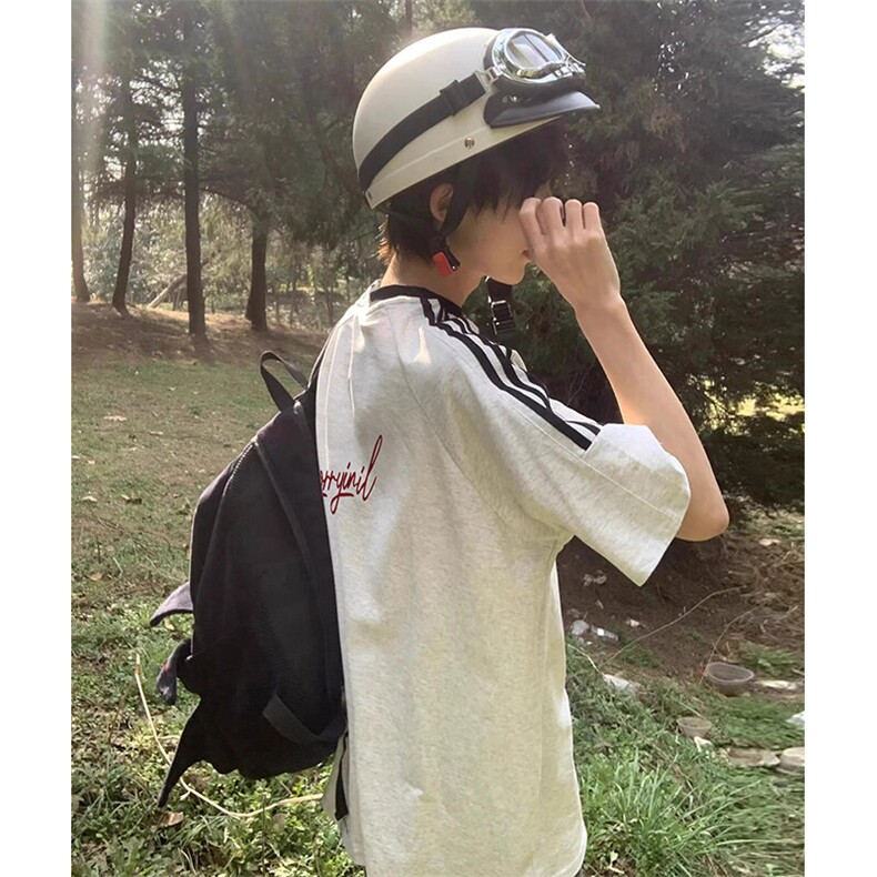 夏季美式高街重磅纯棉三条杠织带撞色男女短袖T恤ZD647-特P30,男装T恤,电商A486-1