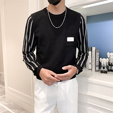 拼接假两件圆领针织毛衣线衣保暖舒适休闲撞色条纹毛衣男M878，男装针织衫/毛衣，星座1116A-2（原606A-1）