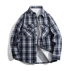 秋冬潮牌休闲加厚格子磨毛内里羊羔毛夹克外套P68控88J26-XZ402-2，男装夹克，星座402-2