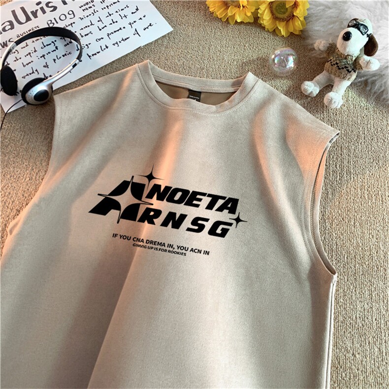 可设48小时发货支持抖音得物来样二开240克重磅美式麂皮绒背心t恤，男装背心/马甲，电商A486-1