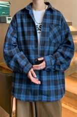 8XL-M格子衬衫男长袖秋季美式复古潮宽松衬衣外套CS516P55控78，男装衬衫，电商D206-1