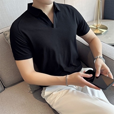 主推款V领简约夏季轻奢插肩袖翻领Polo衫多色大码T恤T0266-P50，男装T恤，电商D342