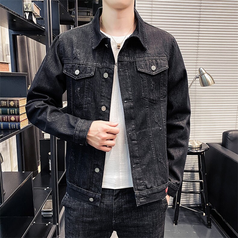 店主风秋季男士牛仔外套新款衣服韩版潮流大码百搭夹克8123,男装夹克,电商A318