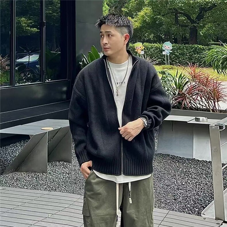 现货美式宽松立领针织长袖毛衣M5003/P58,男装针织衫/毛衣,星座205-3