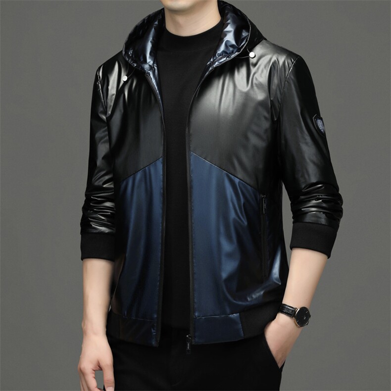 男装商务秋季新款皮衣男士中年潮流休闲宽松版男爸爸装纯色外套，男装皮衣，电商B212（原钱塘6029）