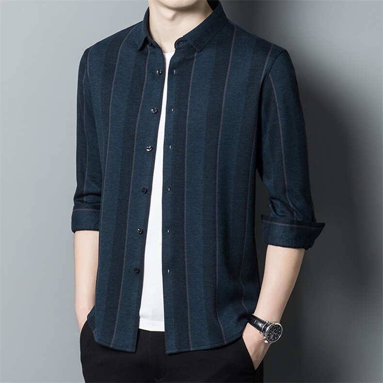 CM57209钱塘2020-2秋季新款商务休闲简约中年男士百搭衬衣P142，男装衬衫，钱塘207-2