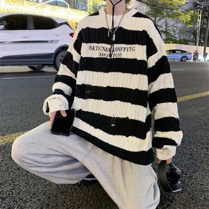 潮男女情侣毛衣秋季慵懒线衣撞色针织衫美式上衣MY03-P45图片