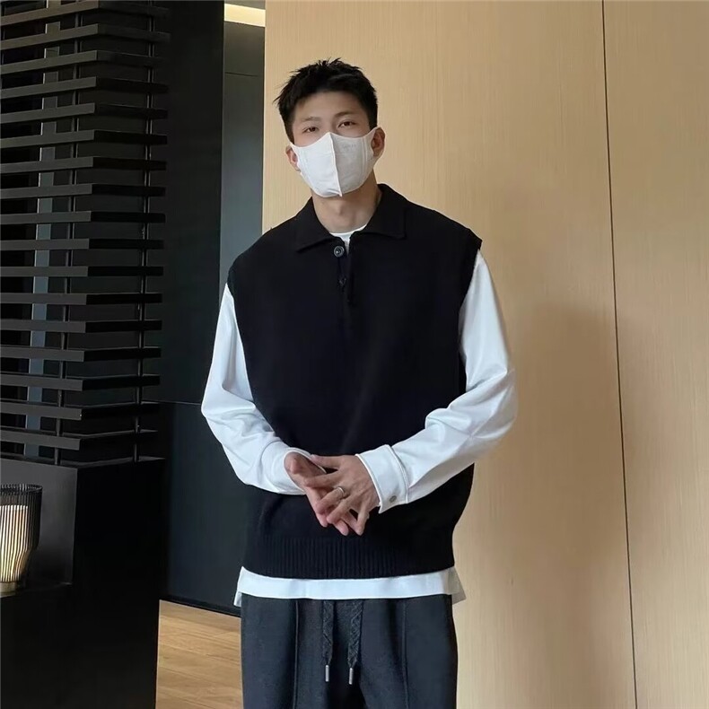 男士无袖毛衣背心宽松坎肩打底衫v领针织衫加厚韩版马甲潮MYH157,男装背心/马甲,星座516A