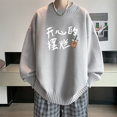 半高领毛衣男士大码针织衫男毛线衣男M18348-P45加绒款-P65，男装针织衫/毛衣，电商A040
