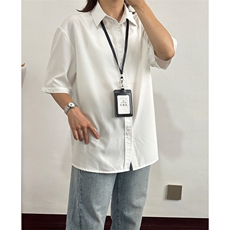 薄款冰丝短袖衬衫男简约纯色垂感休闲痞帅衬衣CS288-P20，男装T恤，星座301C-5