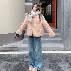 毛毛撞色拼接奶呼呼国风羽绒服女2025冬季新款加厚保暖小个子外套，女装羽绒服，2C255