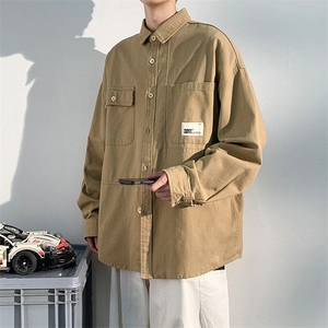 衬衫男2025春季新款港风宽松纯棉大码工装长袖衬衣CS800-特P45图片