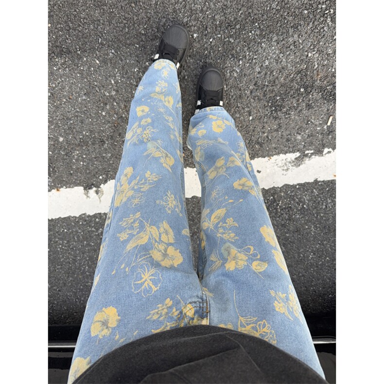 B221美式ins高街暗黑绣花宽松直筒牛仔裤LK25578-特P45控78，男装牛仔裤，电商B221