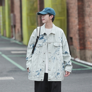 港风扎染牛仔夹克春季ins休闲痞帅外套男街头宽松夹克JK926-P70图片