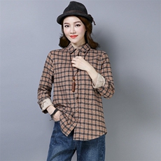 加绒格子衬衫女小个子加厚外套冬装新款保暖洋气年轻妈妈长袖衬衣，女装衬衫，风姿绰