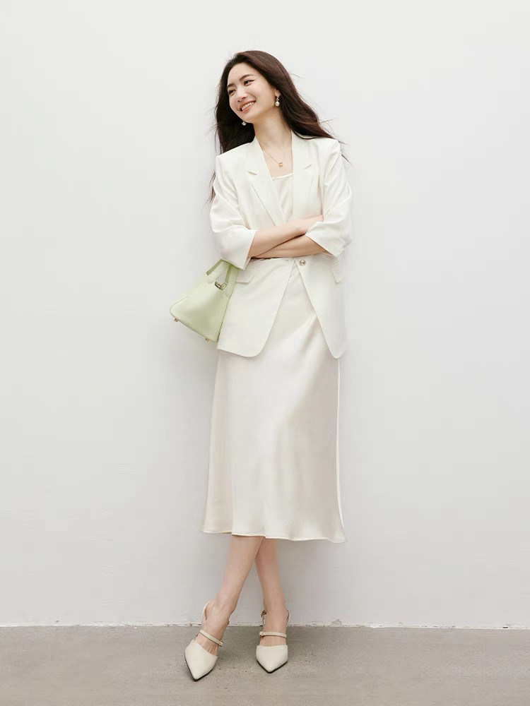 2025夏季冰感轻盈薄款户外防晒七分袖西装外套,女装衬衫,湘姗