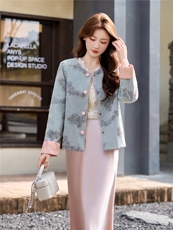 复古风重工亮片钉珠牛仔外套2026春新款提花工艺袖口高级感牛仔衣，女装牛仔外套，流量+