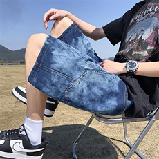 GENIOLAMODE冰丝薄款牛仔短裤男士2025新款夏季美式直筒五分中裤，男装牛仔裤，星座109
