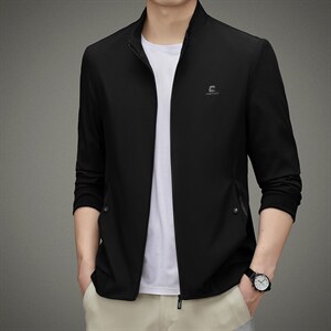 男装立领夹克薄款外套男士春秋季新款中年爸爸装商务茄克衫图片