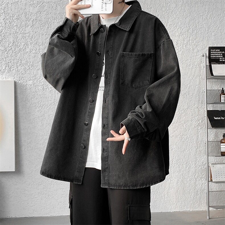 8XL-M 特大码牛仔衬衫宽松浅蓝色牛仔外套男休闲衬衫CS502P68控88图片
