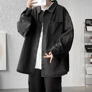 8XL-M 特大码牛仔衬衫宽松浅蓝色牛仔外套男休闲衬衫CS502P68控88图片