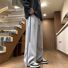 2025秋冬宽松华棉织带大码阔腿休闲运动卫裤K6711/特P35浅灰，男装休闲裤，电商A094