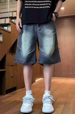 美式复古水洗做旧ins牛仔裤直筒阔腿五分裤潮KZ31L506--TP35，男装牛仔裤，电商A247C