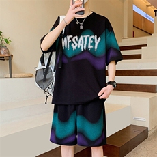 夏季新款男士短袖套装圆领休闲T恤短裤套装，男装休闲套装，星座1206（原A206）
