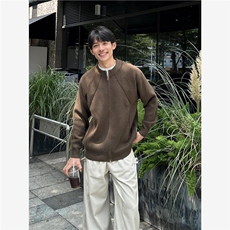 网图M03-特P55秋冬美式复古慵懒拉链开衫毛衣男外套百搭针织衫，男装针织衫/毛衣，电商D310B