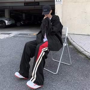街头美式复古街舞侧边条纹运动裤男女阔腿裤拖地高街潮牌-K6025图片