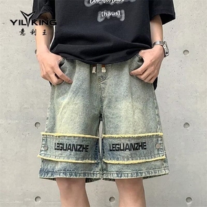美式复古vintage牛仔短裤男款夏感裤子高街vibe五分裤KK163-P40,25-27岁女裤子搭配图片