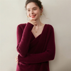 2025年秋季新款十二针不规则荡领针织上衣时尚休闲通勤百搭，女装羊绒衫，澳煜绒