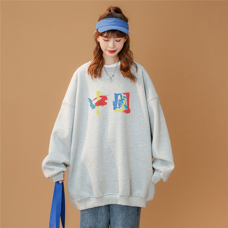 春装衔接新款中性设计感小众印花宽松圆领套头卫衣W150P30控48,男装卫衣,A247A