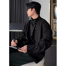 [006]休闲衬衣男款秋冬套头百搭宽松衬衫韩系上衣A079-CS29-P45，男装衬衫，电商A079