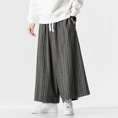 春季大码风加厚毛呢条纹休闲裤裙裤超宽阔腿裤潮K246/P75，男装休闲裤，电商A221A
